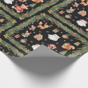 Papel De Presente Animais da Floresta Caprichosa Natal