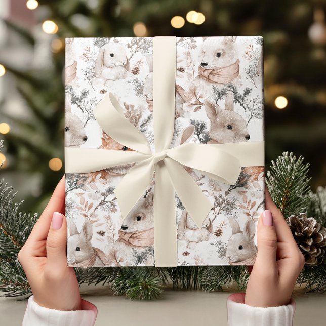 Papel De Presente Animais da Floresta em Aquarela  (Criador carregado)