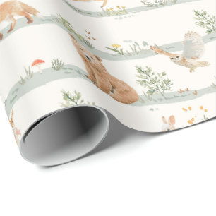 Papel De Presente Animais da floresta minimal suave natureza selvage