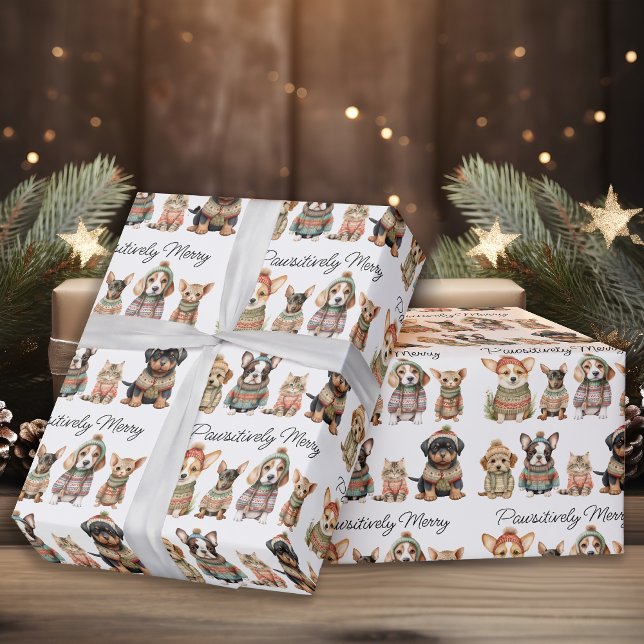 Papel De Presente Animais De Companhia De Cachorro De Natal Feliz (Criador carregado)