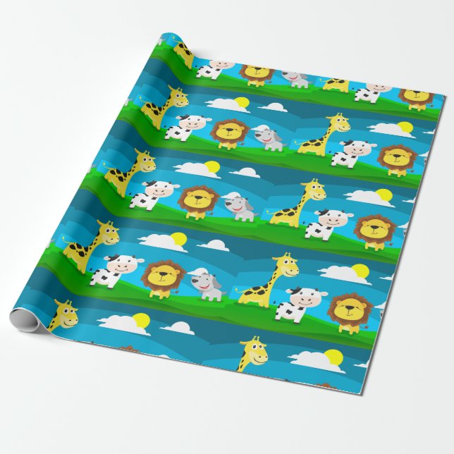 Papel De Presente Animais de desenho animado (Desenrolado)
