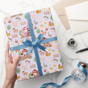 Papel De Presente Animais de exploração culinários em Lavandas pálid