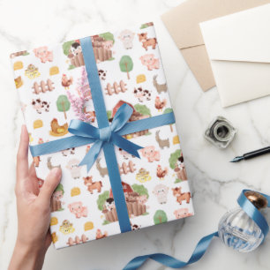 Papel De Presente Animais de fazenda em branco