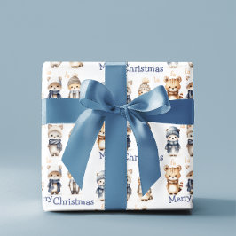 Papel De Presente Animais de inverno bonitos Fa La Merry Natal