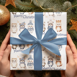 Papel De Presente Animais de inverno bonitos Fa La Merry Natal