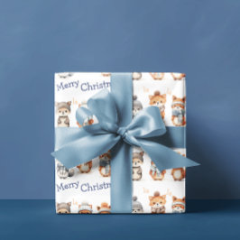 Papel De Presente Animais de inverno bonitos Fa La Merry Natal