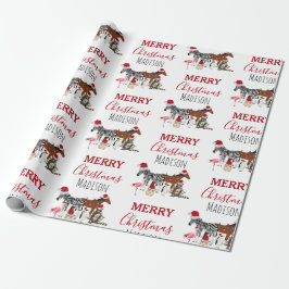 Papel De Presente Animais de Natal Engraçados e Personalizados Luzes