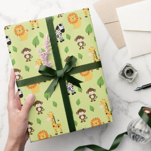 Papel De Presente Animais de Safári na Selva