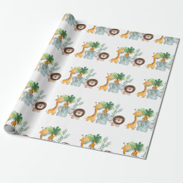 Papel De Presente Animais de Safari selva Tropical 