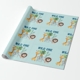 Papel De Presente Animais de Safari Wild One aniversário 
