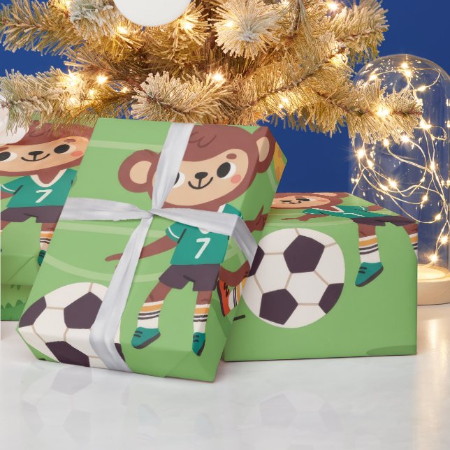 Papel De Presente Animais Divertidos de Futebol (Feriados)