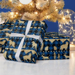 Papel De Presente Animais Dourados de inverno da Xadrez de Buffalo N