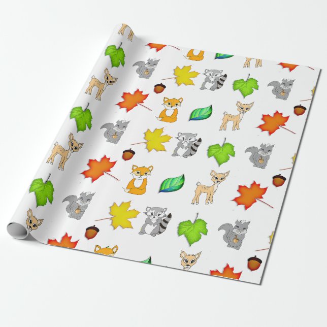 Papel De Presente Animais Florestais - Florestas - Criações Fox, Rac (Desenrolado)