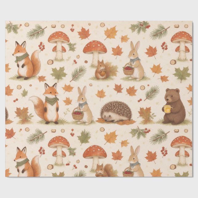 Papel De Presente Animais Fofos da Floresta (Aberto)