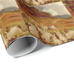 Papel De Presente Animais Fofos Vintage na Páscoa   Coelho