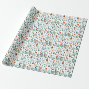 Papel De Presente Animais lindos: rabisco da floresta tropical.