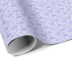 Papel De Presente Animais marinhos e padrão de desenho de uma linha