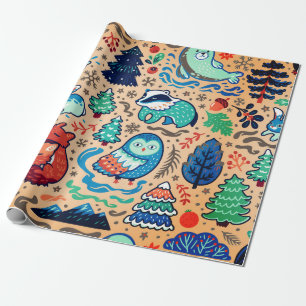 PAPEL DE PRESENTE ANIMAIS NO PAPEL DE ACONDICIONAMENTO DE NATAL FLOR