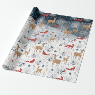 Papel De Presente Animais Nórdicos Russos De Inverno Numa Montanha