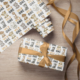 Papel De Presente Animais Safari Cute Selvagens Um