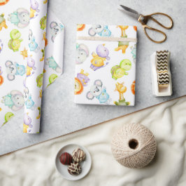 Papel De Presente Animais Selvagens Bebês