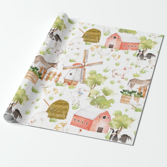 Papel De Presente Animais Terrestres de Fazenda de Avelericultura (Desenrolado)