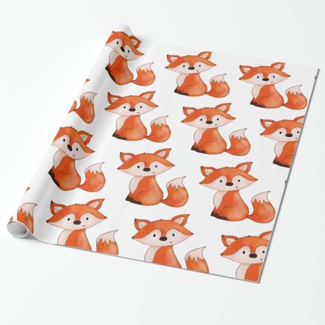 Papel De Presente Animal bonito da floresta do Fox | do bebê (Desenrolado)