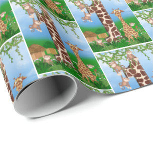 Papel De Presente animal da selva para o primeiro aniversario