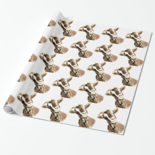 Papel De Presente Animal de fazenda da cabra da aguarela