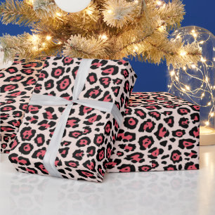 Papel De Presente animal na moda-leopardo, impresso rosa-pálido rosa