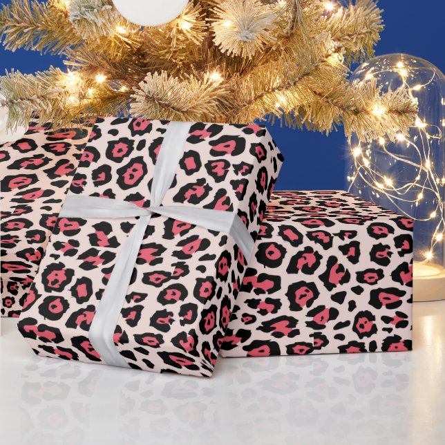 Papel De Presente animal na moda-leopardo, impresso rosa-pálido rosa (Feriados)