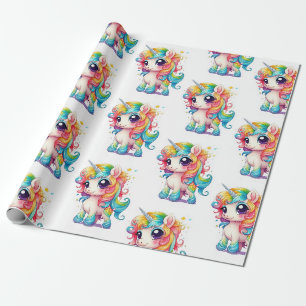 Papel De Presente Anime Cartoon Unicórnio Arco-íris
