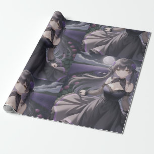 Papel De Presente Anime papel de enrolamento preto e roxo