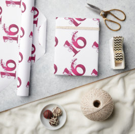 Papel De Presente Aniversário 16 anos | Clássico Vermelho e Branco G