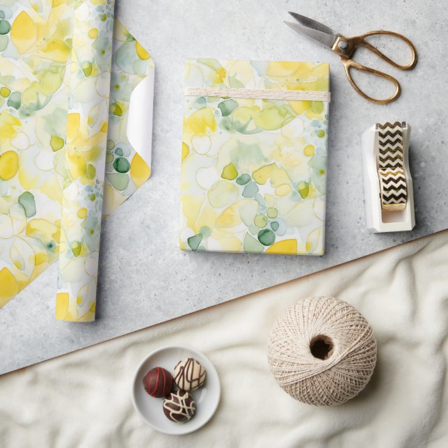 Papel De Presente Aniversário Abstrato Limão Amarelo (Artesanato)