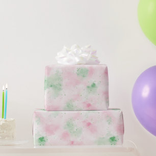 Papel De Presente Aniversário Abstrato Rosa Verde Rosa Menina