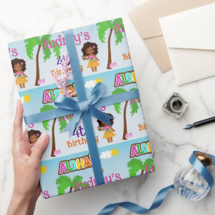 Papel De Presente Aniversário Aloha Luau