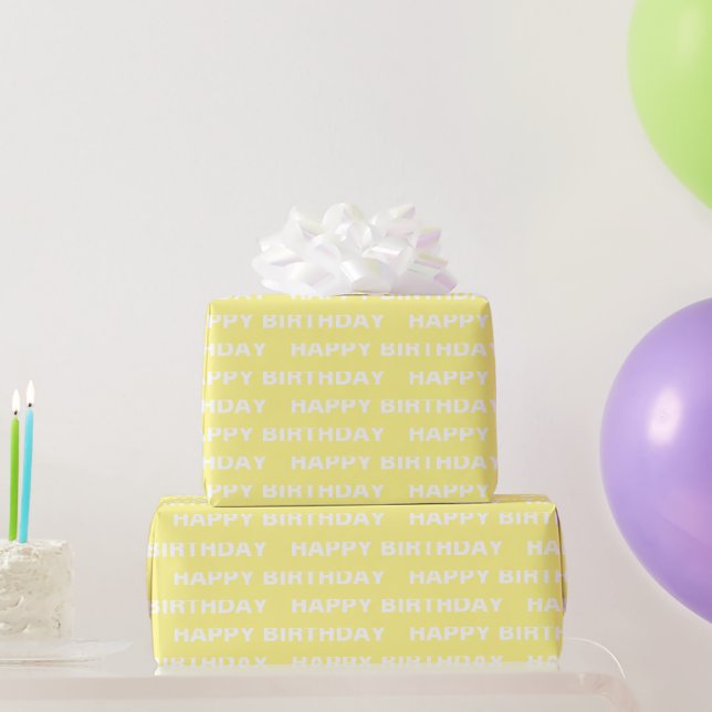 Papel De Presente Aniversário amarelo sólido elegante e sofisticado (Presentes para festas)