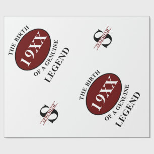 Papel De Presente Aniversário Ano da Legenda Monograma Nome Inicial 