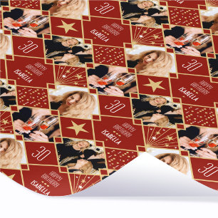 Papel De Presente Aniversário Art Deco Personalizado com Foto Qualqu