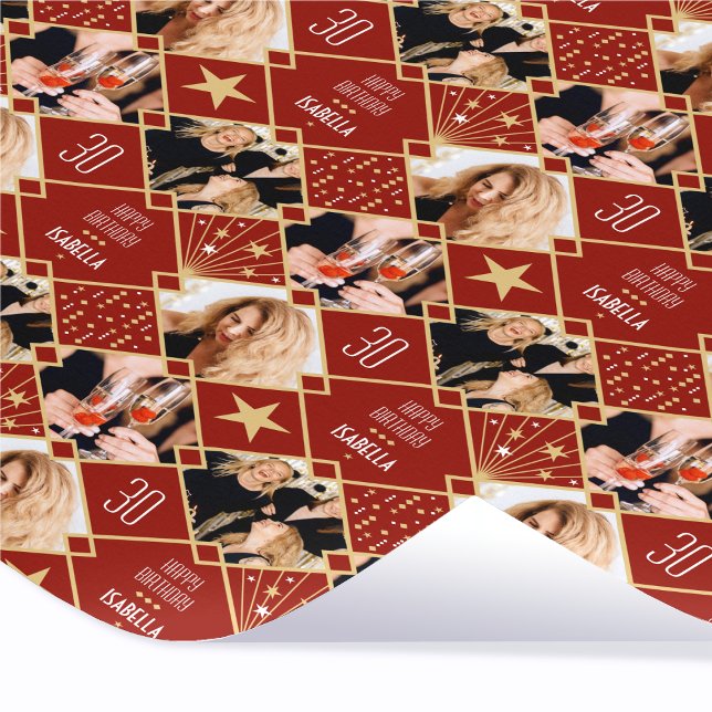 Papel De Presente Aniversário Art Deco Personalizado com Foto Qualqu (Criador carregado)
