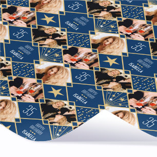 Papel De Presente Aniversário Art Deco Personalizado com Foto Qualqu