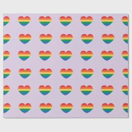 Papel De Presente Aniversário Autista Corações Arco-Íris Colorido Au