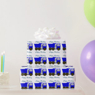 Papel De Presente Aniversário azul personalizado do caminhão