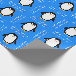 Papel De Presente Aniversário Azul Pinguim Bonito