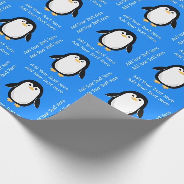 Papel De Presente Aniversário Azul Pinguim Bonito (Ponta)