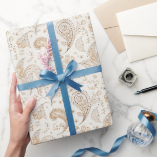 Papel De Presente Aniversário Boêmio Boho Marrom Creme
