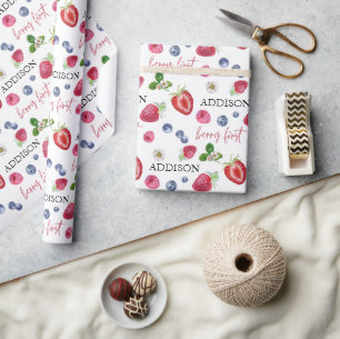 Papel De Presente Aniversário bonito de morango