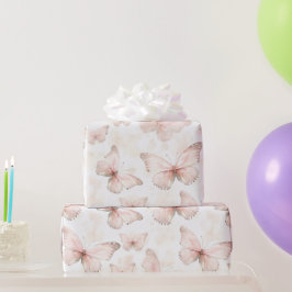 Papel De Presente Aniversário Borboletas Rosa Bonitas