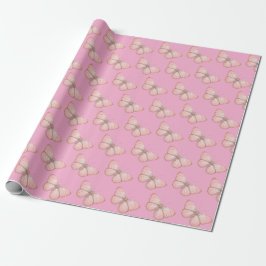 Papel De Presente Aniversário Borboletas Rosa Meninas